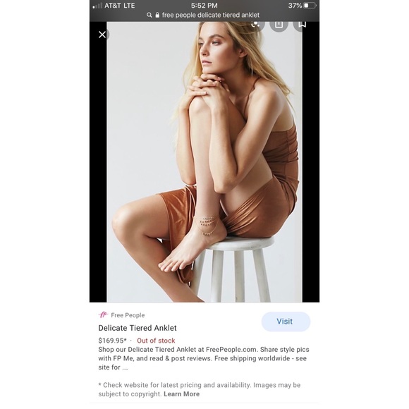 NEW Free People Ela Rae Delicate Tiered Anklet 14k Gold with Beads - Picture 13 of 14